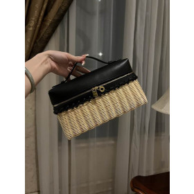Loro Piana Women's Extra Rattan Pocket Bag / Malt/Black