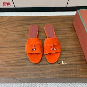 Loro Piana Women's Summer Charms Flat Sandals / Orange