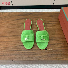 Loro Piana Women's Summer Charms Flat Sandals / Grassy Green