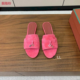 Loro Piana Women's Summer Charms Flat Sandals / Crimson