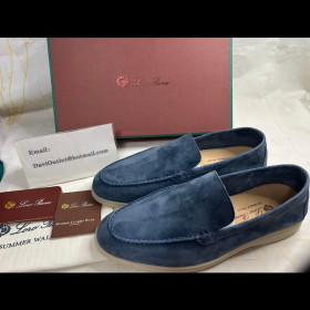 Loro Piana Men/Women's Summer Walk Moccasin Flat Shoes In Blue