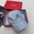 Loro Piana Embroidered Striped Linen Baseball Cap with Elasticated back in blue