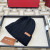 Loro Piana Men's / Women's Cable Knit Cashmere Beanie with Brown Logo Detail in black