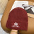 Loro Piana Men's / Women's Ribbed Knit Beanie with White Featuring Logo Detail in Burgundy