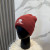 Loro Piana Men's / Women's Ribbed Knit Beanie with White Featuring Logo Detail in Burgundy
