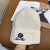 Loro Piana Men's / Women's Ribbed Knit Beanie with black Featuring Logo Detail in white