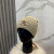 Loro Piana Men's / Women's Ribbed Knit Beanie with dark brown Featuring Logo Detail in army green