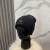 Loro Piana Men's / Women's Ribbed Knit Beanie with dark brown Featuring Logo Detail in black
