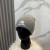 Loro Piana Men's / Women's Ribbed Knit Beanie with dark brown Featuring Logo Detail in gray