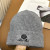 Loro Piana Men's / Women's Ribbed Knit Beanie with dark brown Featuring Logo Detail in light gray