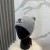 Loro Piana Men's / Women's Ribbed Knit Beanie with dark brown Featuring Logo Detail in light gray
