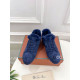 Loro Piana Women's Fleece-l/ed Suede Sneakers / Dark Blue